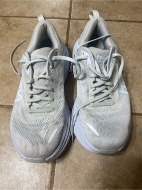 EUC Woman’s HOKA Bondi 8 Size 9 In White! Running Shoes! Still Have Lots Of Life